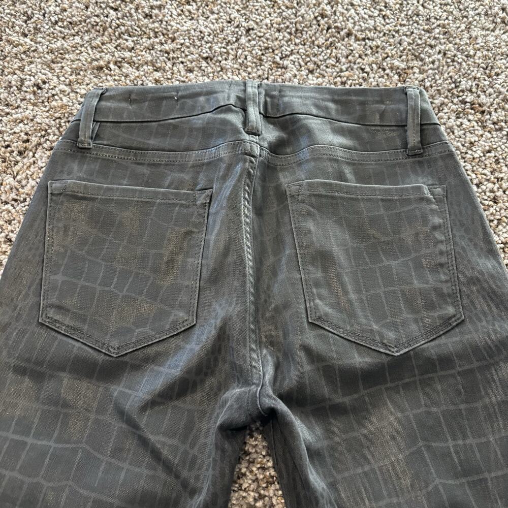 Frame Jeans 27 Gray Le Crop Mini Boot Coated Denim Noir Croc - Picture 7 of 13
